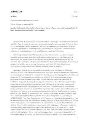 Synthèse Tpe, Romanello Justine