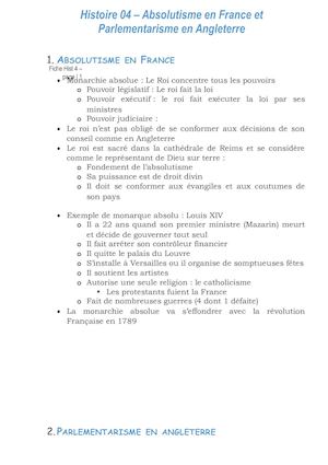 04 Absolutisme Et Parlementarisme