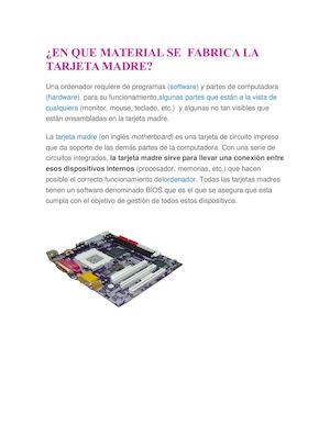 En Que Material Se Fabrica La Tarjeta Madre