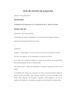 Acta De Reunión De Proyectos Nº 3
