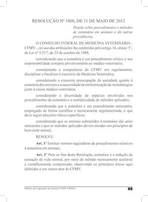 Resolução nº 1000, de 11 de maio de 2012 - CFMV