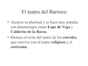 El Teatro Del Barroco