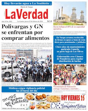 La Guaira, jueves 25 de febrero de 2016 Año 19 Nº 5923