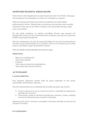 Actividades para invidentes