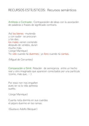 Recursos estilísticos - Recursos semánticos
