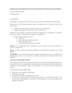 1 Semiologia Enfermedad Actual Antecedentes Revicion Por Sistemas
