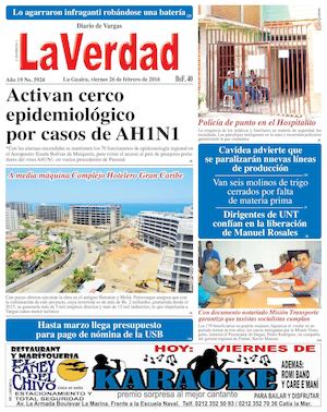 La Guaira, viernes 26 de febrero de 2016 Año 19 Nº 5924