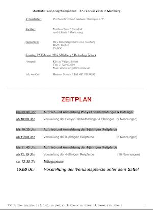 Sächsisch-Thüringischem Freispringchampionat  27. Februar 2016 - Reitanlage Schack in Mühlberg