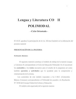 Lengua Y Literatura 3er Ciclo
