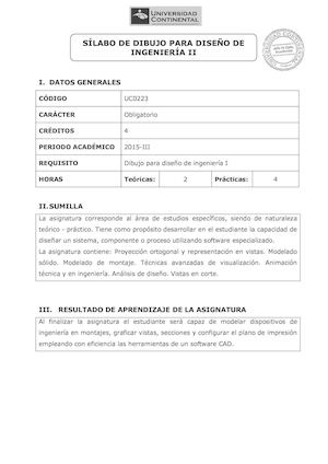 Silabo Dibujo Para Diseño Ingenieria II UC0223 2015 III B2