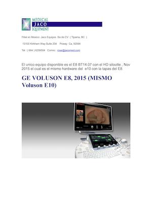 Cotizacion De Ultrasonido Voluson E10 GE