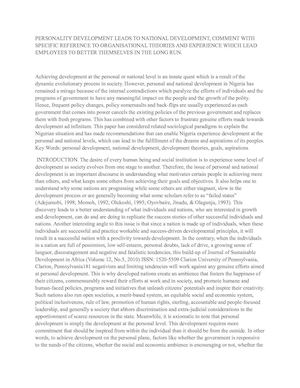 Personality Development Leads To National Development