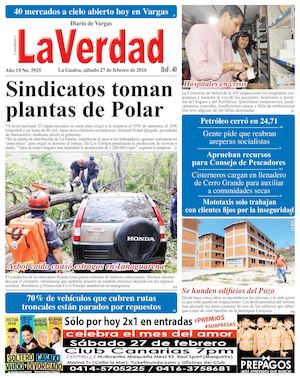 La Guaira, sábado 27 de febrero de 2016 Año 19 Nº 5925