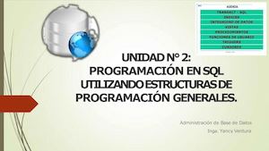 Unidad N° 2 Programación En Sql Utilizando Estructuras De Programación Generales Clase