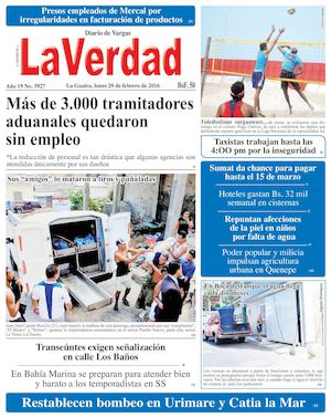 La Guaira, lunes 29 de febrero de 2016 Año 19 Nº 5927