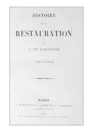 Lamartine historien de la Restauration