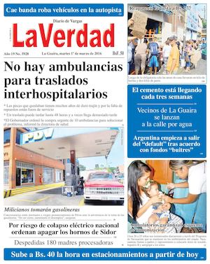 La Guaira, martes 01 de marzo de 2016 Año 19 Nº 5928