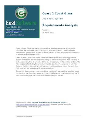 Coast 2 Coast Glass Job Sheet System Requirements Analysis