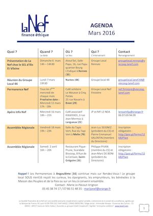 Agenda Nef Mars 2016