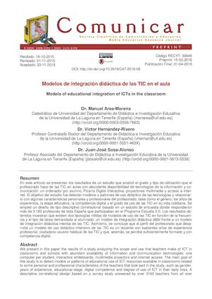 Artículo "Modelos De Integración Didáctica De Las Tic En El Aula"