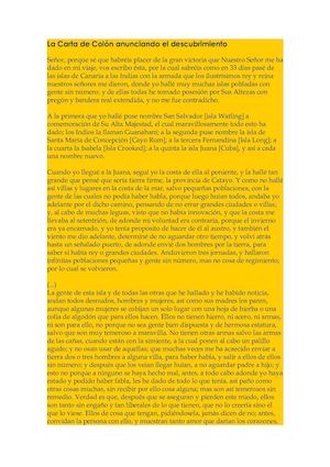 La Carta De Colón Anunciando El Descubrimiento