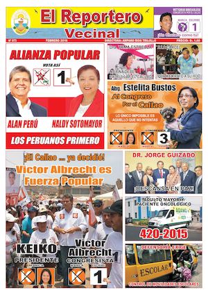 PERIÓDICO "EL REPORTERO VECINAL" EDICIÓN Nº 73 - FEBRERO 2016