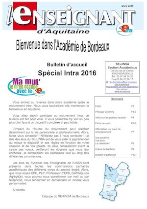 Bulletin D'accueil 2016