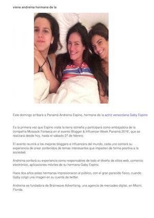 Viene Andreina, hermana de la actriz Gaby Espino