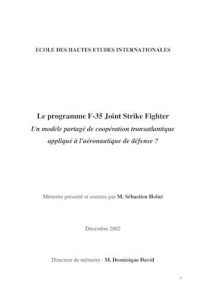 Le Programme F 35 Joint Strike Fighter