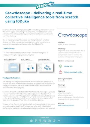 10Duke Case Study: Crowdoscope to allow HR departments to harness the collective intelligence of employees through a highly visual survey tool