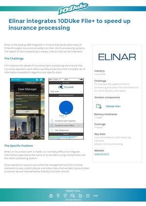 10Duke Case Study: Elinar to integrate smartphones captured information to speed up insurance processing