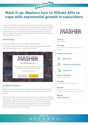 10Duke Case Study: Masher.com storage capability improvement and social ID login