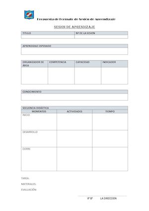 Formato De Sesion De Aprendizaje Para Docentes Ccesa1156