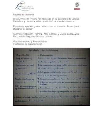 Recetas De Sinónimos