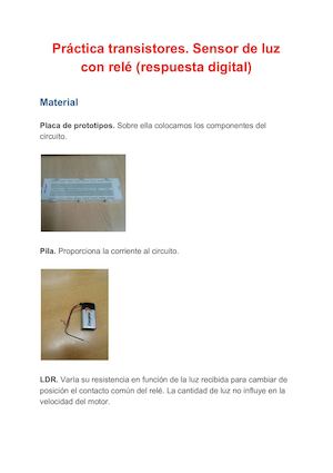 Práctica Transistores Sensor De Luz Con Relé (Respuesta Digital) (1)