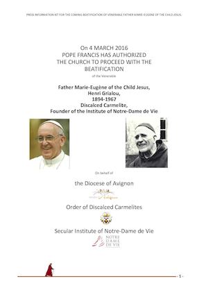 Press information Kit - Coming Beatification of Fr Marie Eugene
