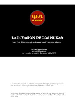 La Invasión De Los Ñukas. Apropósito del prestigio del quechua sureño y el desprestigio del wanka