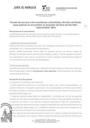 Selectividad 2016