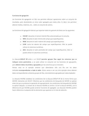 Funciones De Agregacion Y Disparadores