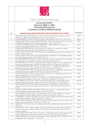 Tableaux XIXe et XXe, Peintres Provençaux 12-03-2016