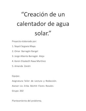 Creación De Un Calentador De Agua Solar