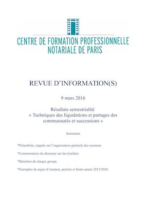 Résultats actes courants