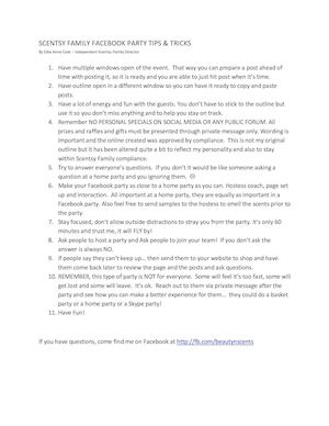 SCENTSY FAMILY FACEBOOK PARTY TIPS