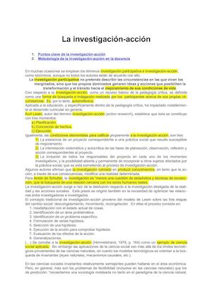 La Investigacion Accion Subrayado