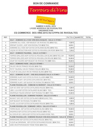 Bon De Commande Terroir Divins 2016