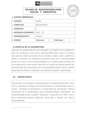 Sílabo Responsabilidad Social Y Ambiental