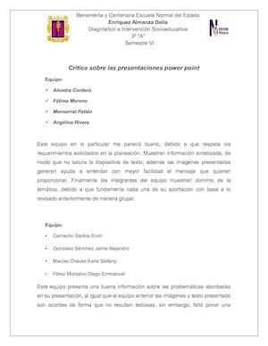 Crítica Sobre Las Presentaciones Power Point