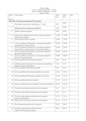 календарні 8 клас.