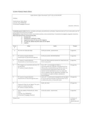 Guion Técnico Para Vídeo