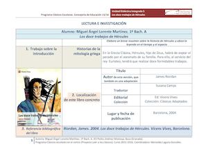 Miguel Ángel. Investigación. Trabajos Hércules Clásicos